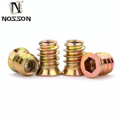 Ferro de aço carbono profissional Hex Socket Thread Madeira Nut Thread inserções DIN padrão de cádmio revestido para a indústria automotiva