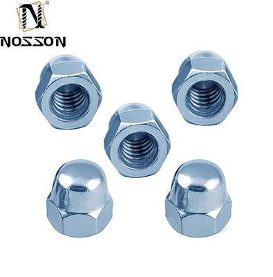 Opções de cor de 7 mm Aço inoxidável 201/304/316 Hex Dome Cap Nuts com acabamento de fosfato azul e sistema de medição métrica