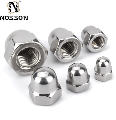 Tratamento de água DIN Padrão de revestimento amarelo latão acabamento de zinco floco revestido Hex Cap Nut Acorn Nut com Hexagon Dome Cap