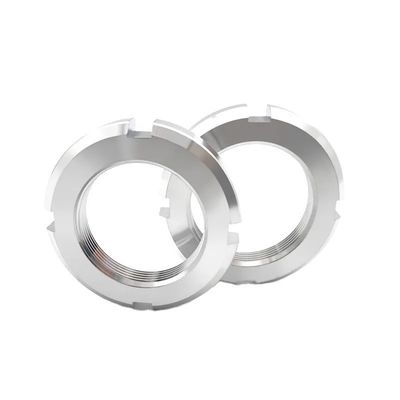 Nozes de fecho de eixo de aço inoxidável tipo redondo de ranhuras com acabamento galvanizado e sistema de medição imperial 8 mm parafusos