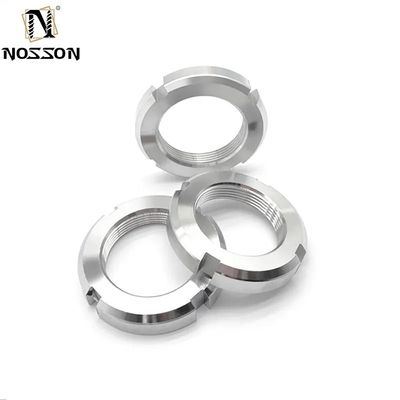 Nozes de fecho de eixo de aço inoxidável tipo redondo de ranhuras com acabamento galvanizado e sistema de medição imperial 8 mm parafusos