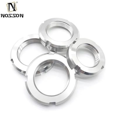 Nozes de fecho de eixo de aço inoxidável tipo redondo de ranhuras com acabamento galvanizado e sistema de medição imperial 8 mm parafusos