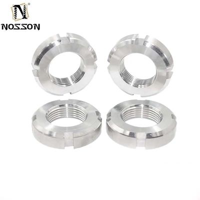 Nozes de fecho de eixo de aço inoxidável tipo redondo de ranhuras com acabamento galvanizado e sistema de medição imperial 8 mm parafusos