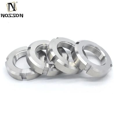 Nozes de fecho de eixo de aço inoxidável tipo redondo de ranhuras com acabamento galvanizado e sistema de medição imperial 8 mm parafusos