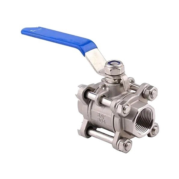 Valva de bola de aço inoxidável 2 3 4 polegadas NPT Thread Feminino 3 peças Full Port Manual Operação ISO9001 Certificado Não padrão