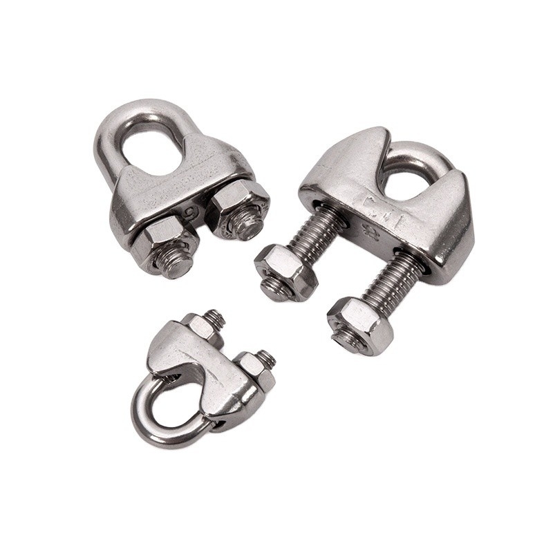 Dimensão métrica DIN Clip de corda de fio de aço inoxidável padrão Forjado Clamps de cabo de embalagem marítima com suporte personalizado OEM