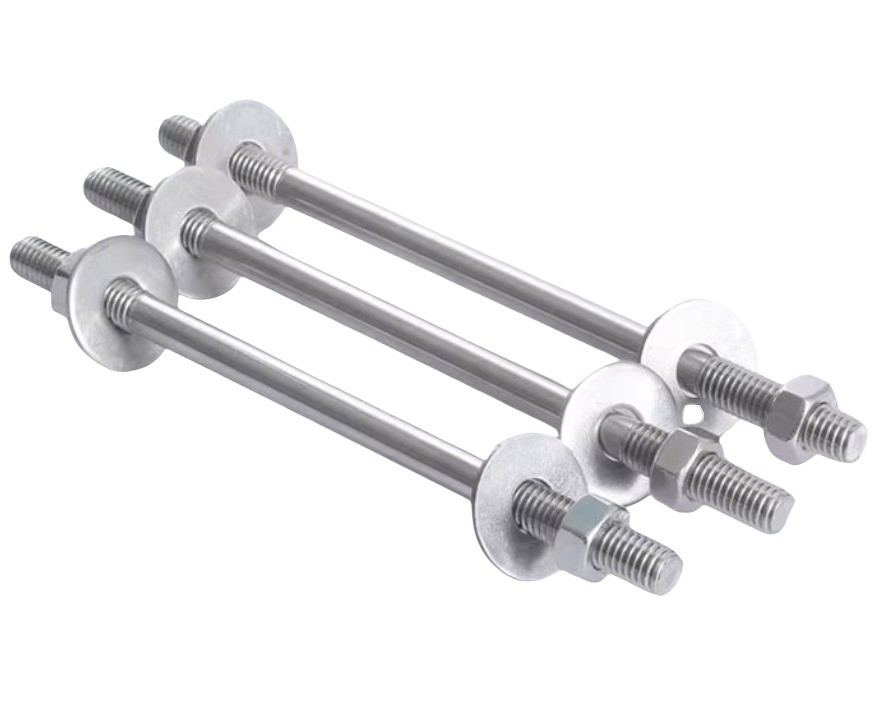Metric DIN padrão de montagem de parede de cabeça dupla parafuso através de parafusos com 304 aço inoxidável parafusos e porcas hexagonais