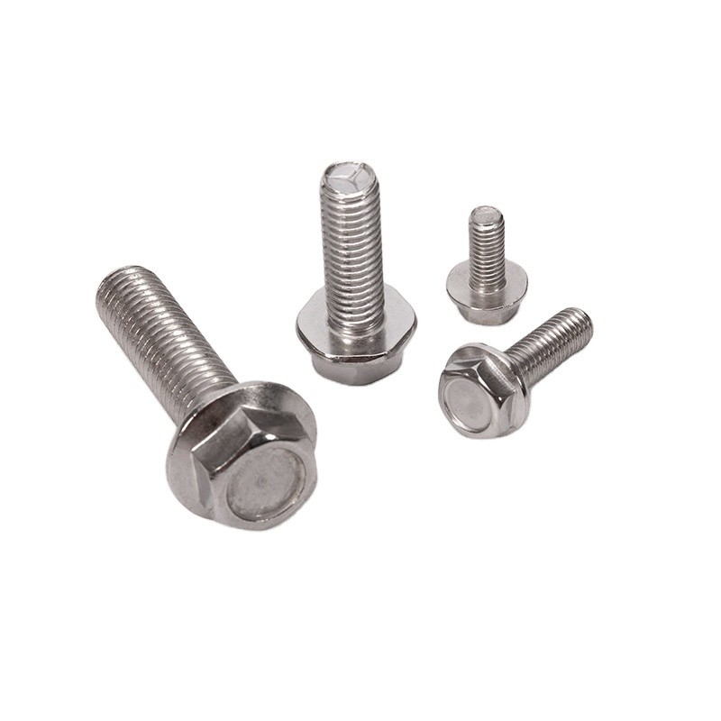 Bolsas de carro de grau Sliver de aço inoxidável cabeça de flange hexagonal totalmente roscada para fixação e grau A2-70/A4-80/304/316