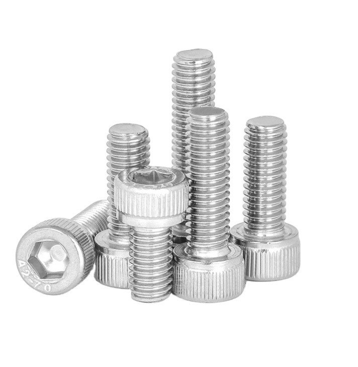 SS 304 cabeça de panela revestida de zinco-alumínio Hex Socket Allen parafuso M6 * 30MM para DlN912 cabeça de cilindro aço cabeça redonda inoxidável