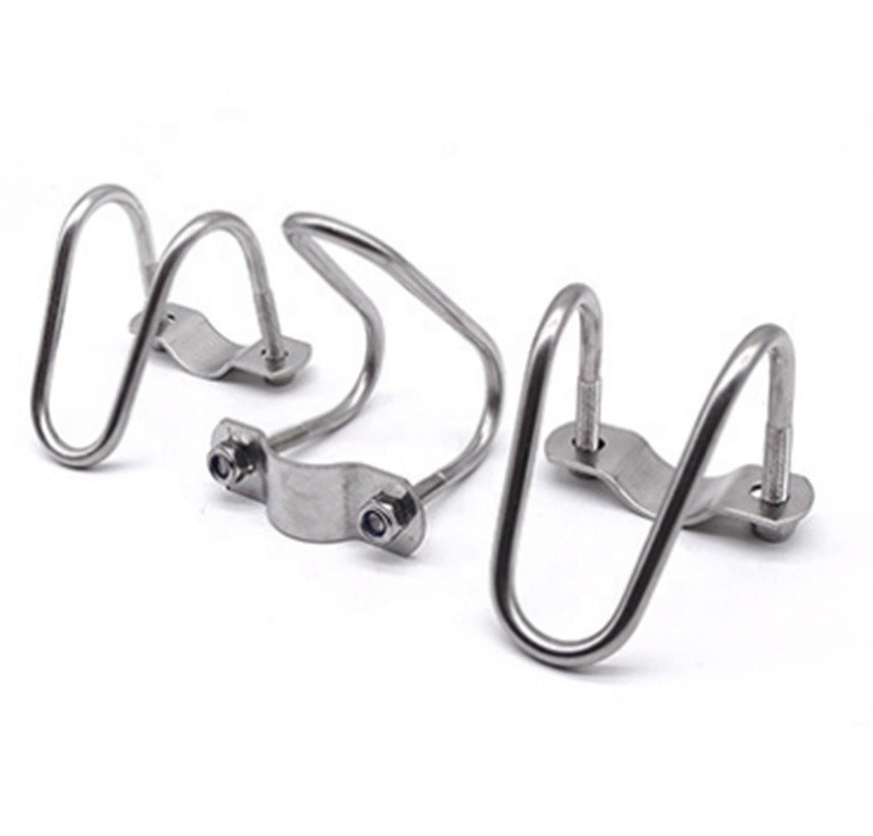 Aço inoxidável 304 316 Double U-Shaped Pipe Clamp para M3 M4 M5 M6 M8 M10 M12 M16 M20 Tubos JIS Standard Plain Finish