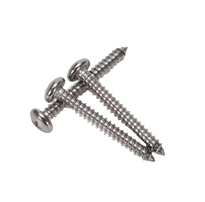 Metric aço inoxidável 304 Pan Head Tapping parafuso chapa parafuso de metal com cabeça de queijo e acabamento cromado Din 7981