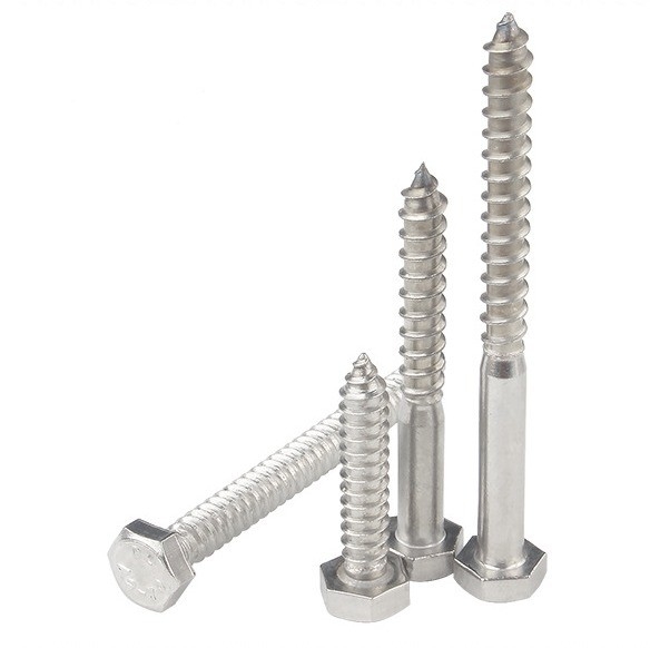 Sistema de medição métrico A2 A4 Hex Lag Screw aço inoxidável 304 316 Din 571 Wood Lag Screw