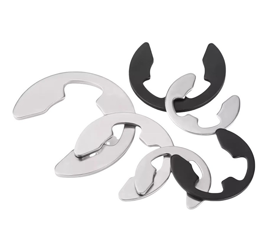 Finitura simples de aço inoxidável Snap Ring em forma de E Anel de retenção aberto Tipo E Circlip Dente interno Estilo GB896 DIN6799