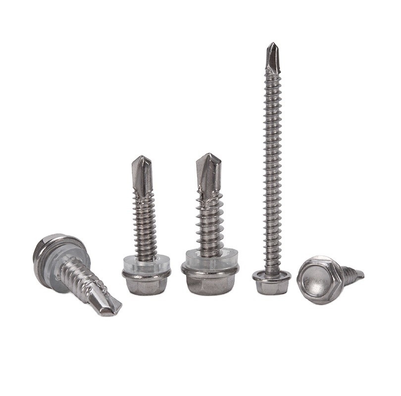 5/16 M8 Galvanizado cabeça hexadecimal auto-perfuração parafusos de telhado Metric parafusos de aço inoxidável Tek com máquina de lavar de borracha para telhado