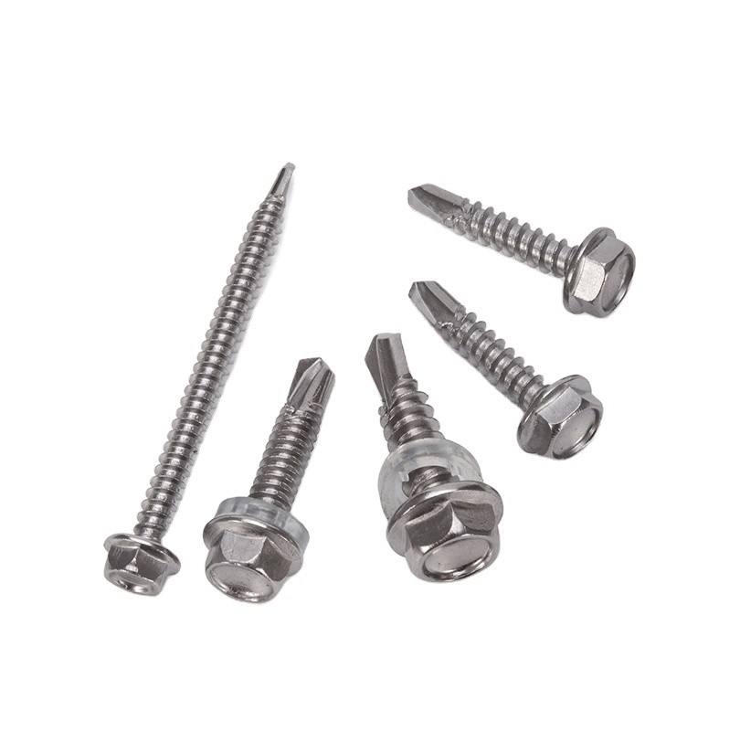 Parafusos de telhado de auto-perfuração de cabeça hexagonal galvanizados de aço inoxidável com máquina de lavar borracha ST3.9 ST4.2 ST4.8 ST5.5 ST6.3 para telhado
