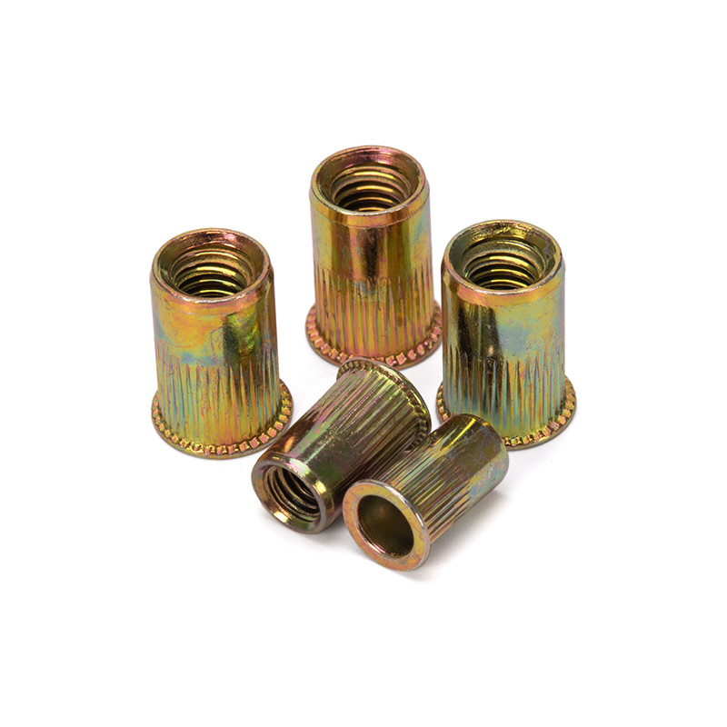 Alta resistência Flat Head Rivet Nut Fabricação Personalizada Pulling Nut Rivet 304 de aço inoxidável amarelo revestido de zinco para marinha
