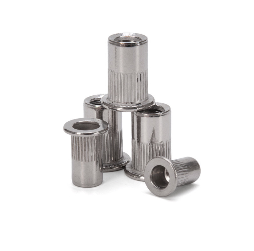DIN padrão de aço carbono revestido com zinco cabeça plana rivetnut cego rivet nut roscado insert blend nut para soluções de fixação versáteis