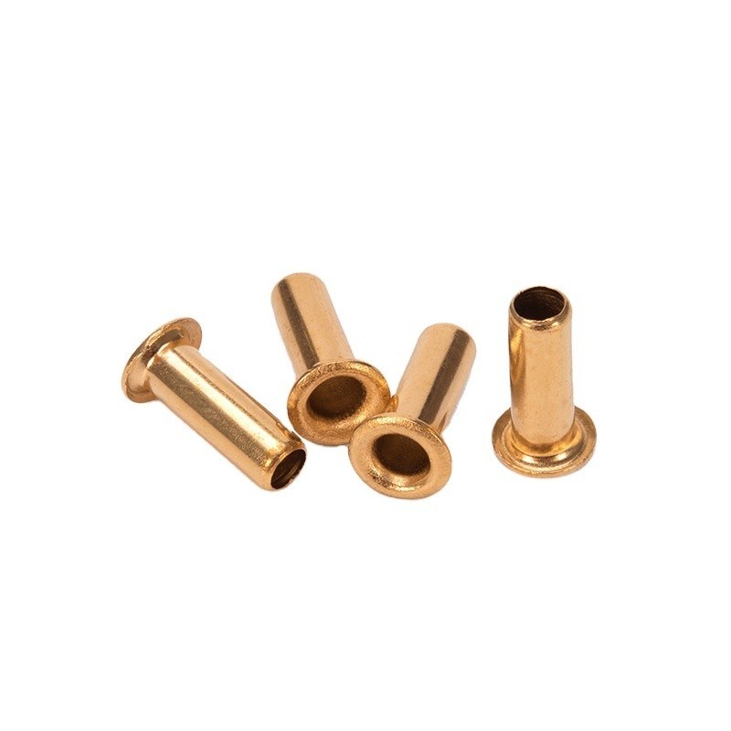 Olheiras metálicas de latão Nozes de rivetas ocas Copper Through Hole Rivet Grommets Gb876 M0.9 M1.3 1.5 2 2.3 2.5 3 3.5 4 5 6mm acabamento brilhante