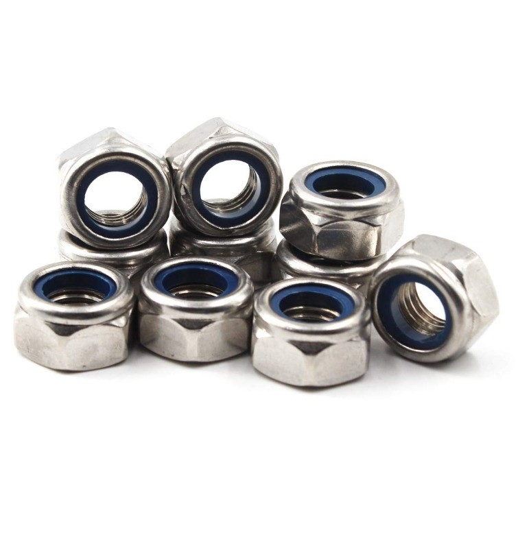 304 aço inoxidável Metric Hex Lock Nut M5 inserção de nylon para DIN padrão e Imperial Inch Measurement System