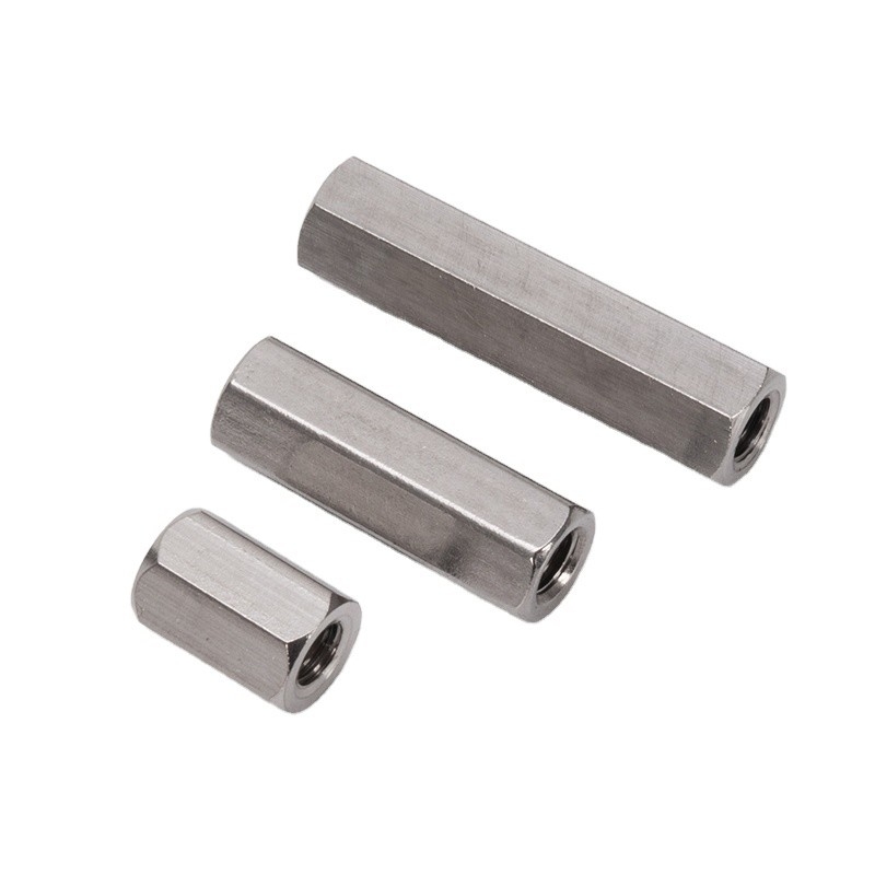 Aço inoxidável de mineração 201/304/316 Conector hexagonal com roscas M4 M5 M6 M16 Nozes de acoplamento hexagonais longas DIN6334 3/8&quot;-16 x 1-1/8