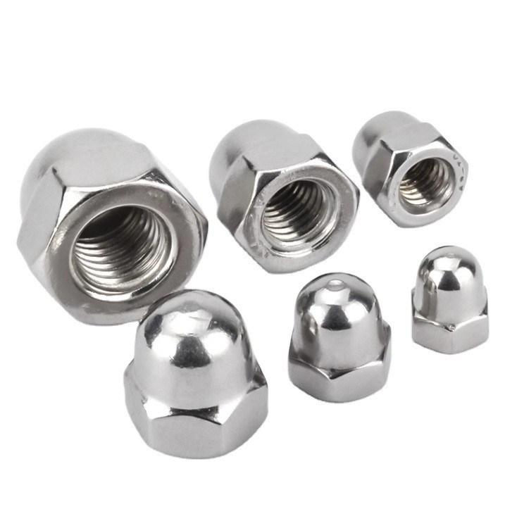 Opções de cor de 7 mm Aço inoxidável 201/304/316 Hex Dome Cap Nuts com acabamento de fosfato azul e sistema de medição métrica