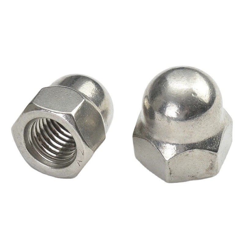 Tratamento de água DIN Padrão de revestimento amarelo latão acabamento de zinco floco revestido Hex Cap Nut Acorn Nut com Hexagon Dome Cap