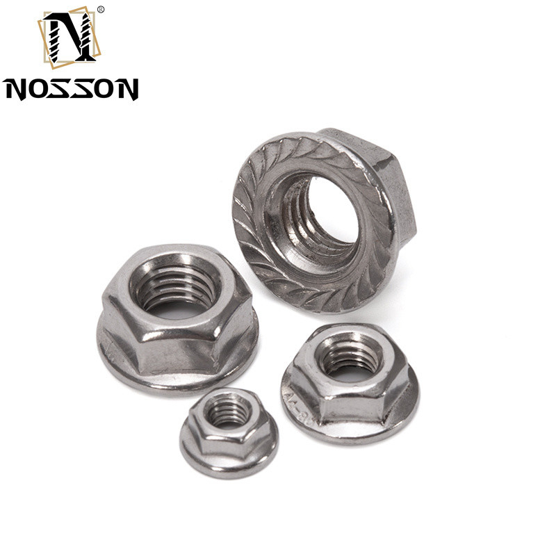 ANSI/ASME Padrão de aço inoxidável Hexagon Flange Nut M4 M5 M6 M8 M10 M10 Thread DIN6923 para várias indústrias